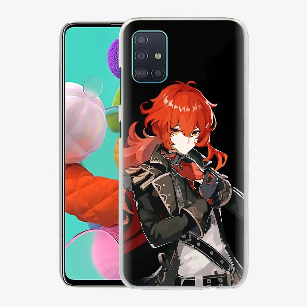 

Phone Case for Samsung Galaxy A51 A71 A50 A21s A31 A20e A10 A70 A30 A40 A41 A11 Hard Original Cover Genshin Impact Klee Diluc