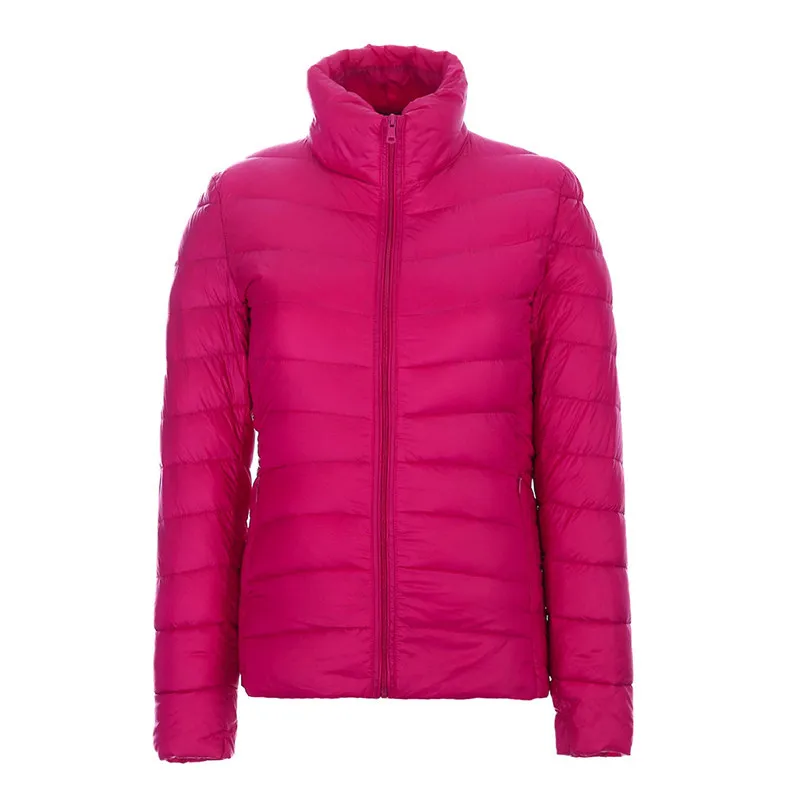 

2019 White Duck down Winter Thin Short Slim Fit down Jacket Womens Plus-size Korean-style Stand-Collar-Style Thin Jacket