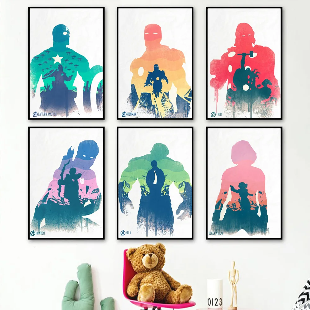 

The Avengers Watercolour Posters And Prints Iron Man Thor Captain America Canvas Wall Art Marvel Superheroes Painting For Mural