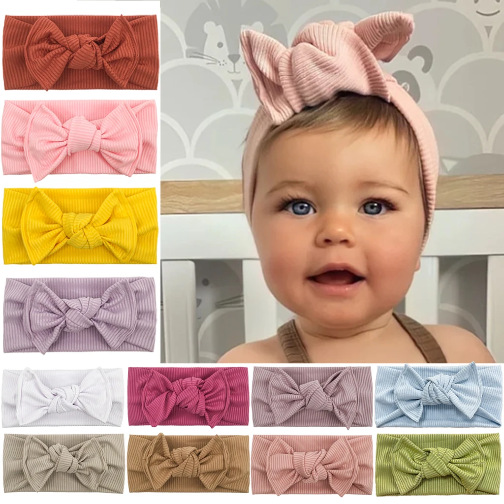 

Bowknot Baby Headband Stripe Cotton Turban Newborn Baby Girls Elastic Hair Bands Soft Nylon Hair Accessories