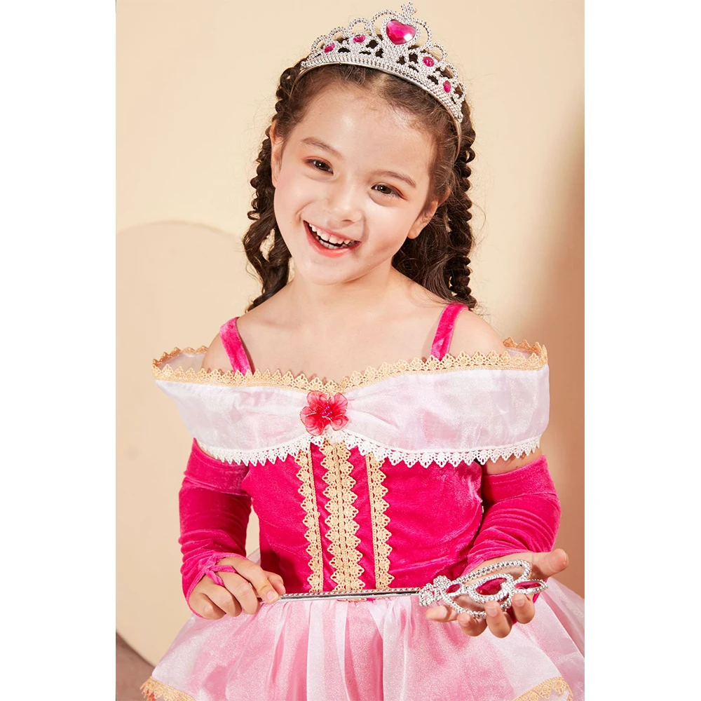 Платье принцессы Авроры для девочек Великолепный костюм Спящей красавицы