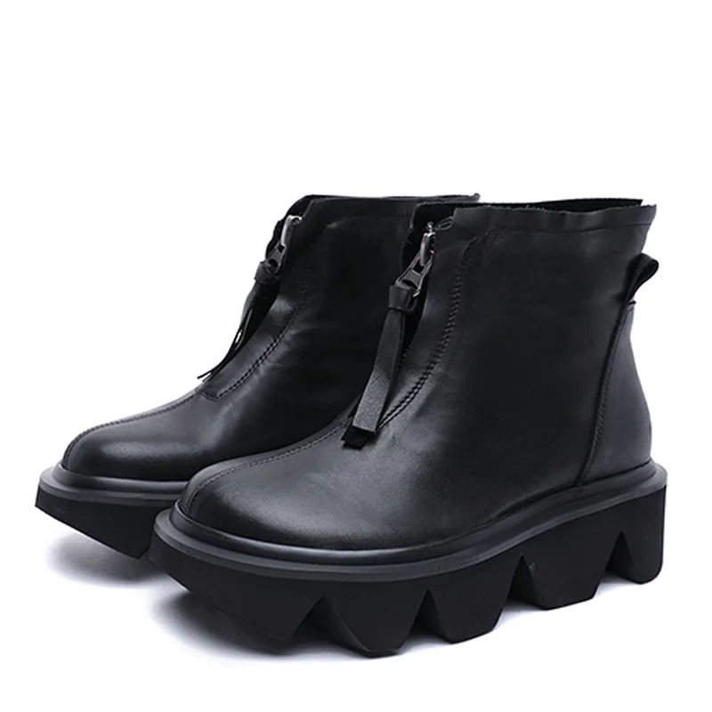 

"Women 's high-end new thick bottom round head Martin boots, leather boots woman contracted leather sponge short boots