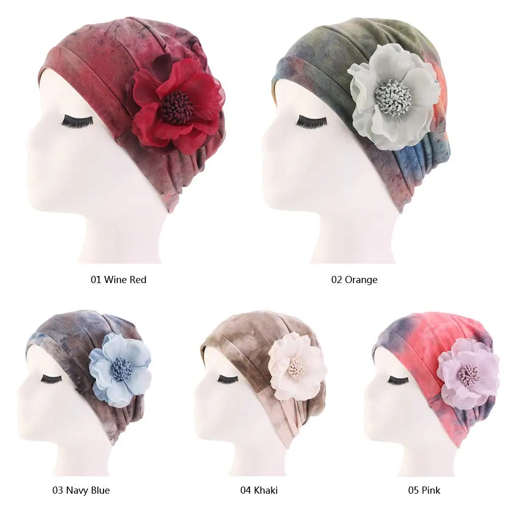 Мусульманские женщины тюрбан с цветком Рак Кепка chemo выпадение волос крышка