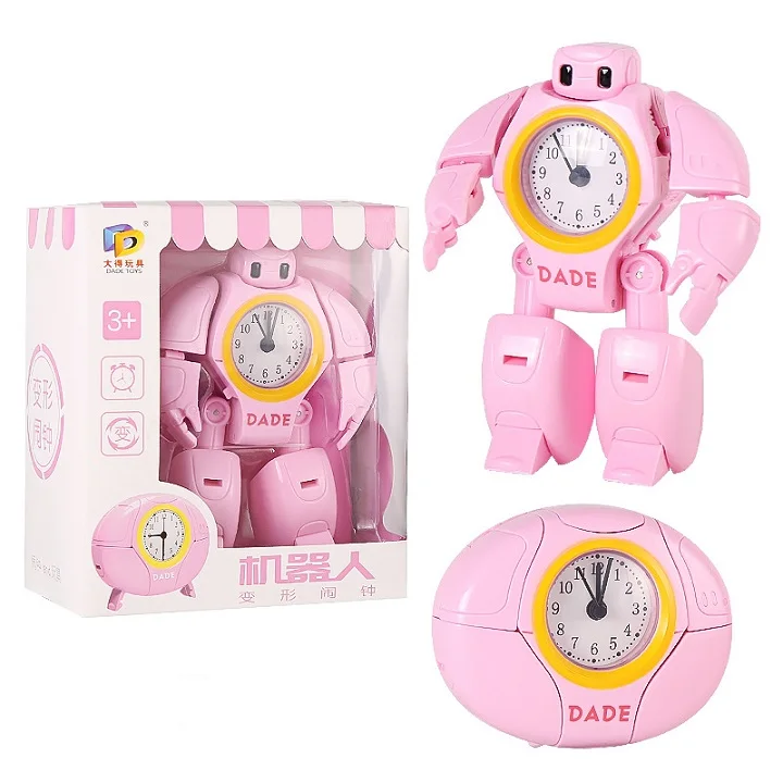 pink No Battery Креативный робот-будильник, настольные часы, 2 модели, форма для путешествий, часы для пробуждения, настольные часы с иглой, студенческие Детские подарки на день рождения - Цвет: pink No Battery