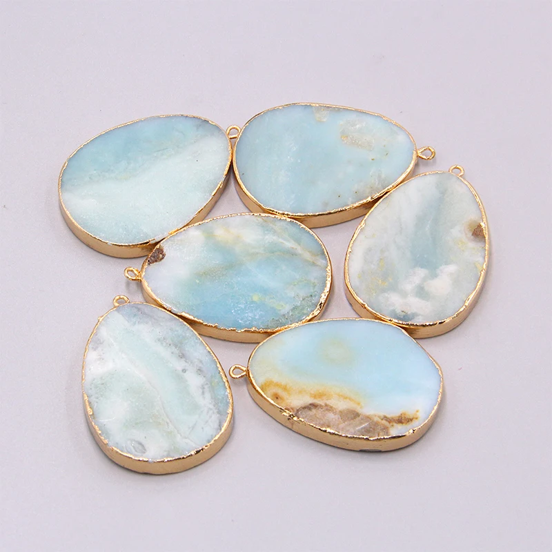 Натуральный Синий Амазонит драгоценный камень подвеска для ожерелья браслета