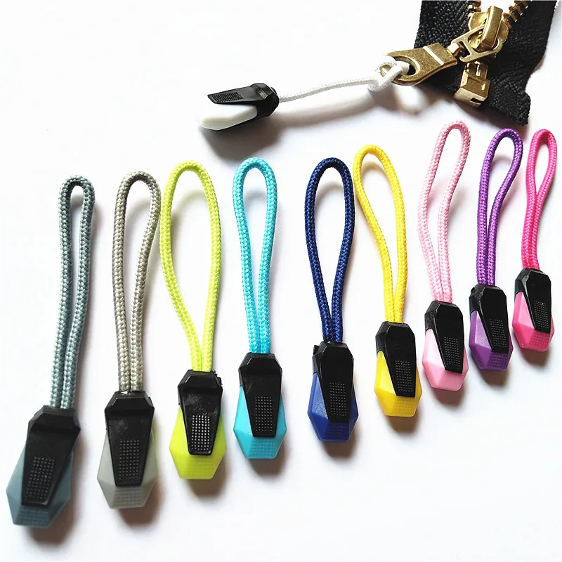 

20Pcs 10 Colour Nylon Zipper Backpack Accessories Zipper Handle DIY Zipper Head line Rope Strap lasso Head