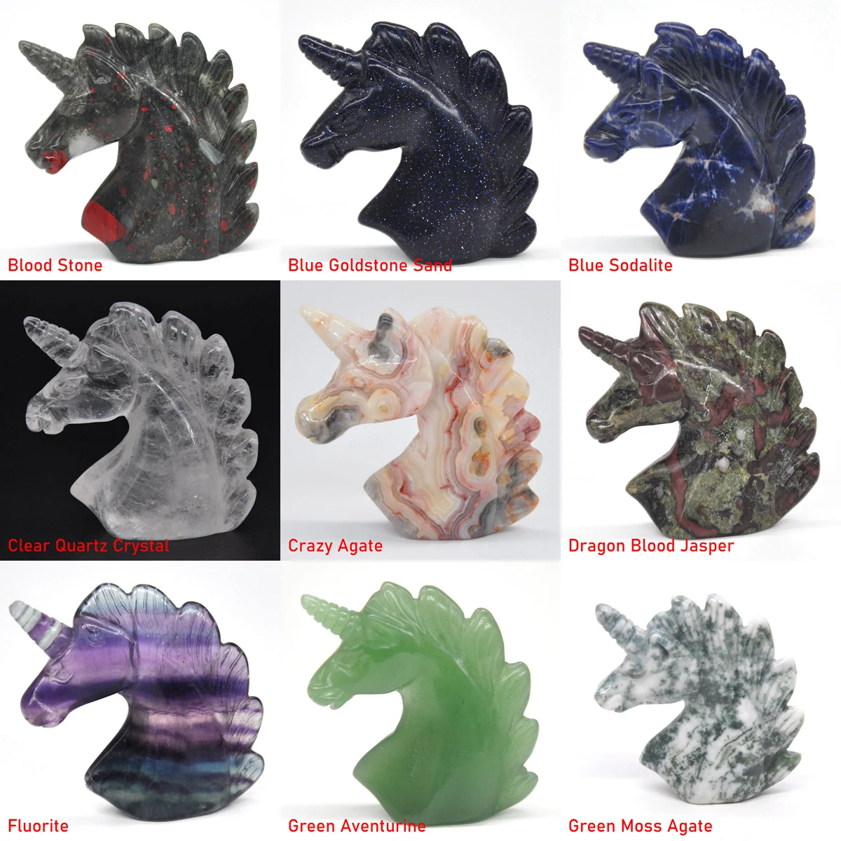 Единорог статуя натуральные камни резные украшения дома исцеления Хрустальная