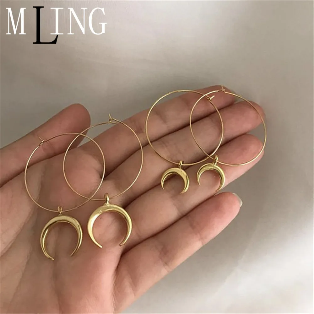 Винтажные серьги в виде рога и Луны для женщин|Серьги-гвоздики| |