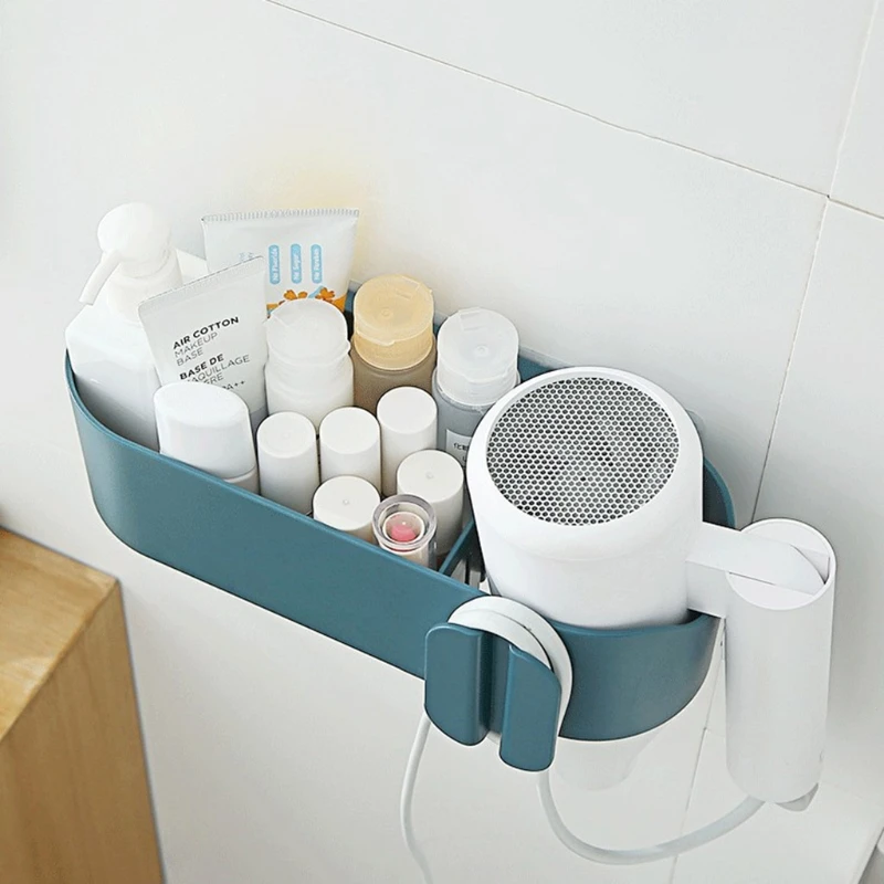 

No Drilling Wall Mounted Hair Dryer Holder Rack Toilet Storage Drainer Bracket for Bathroom