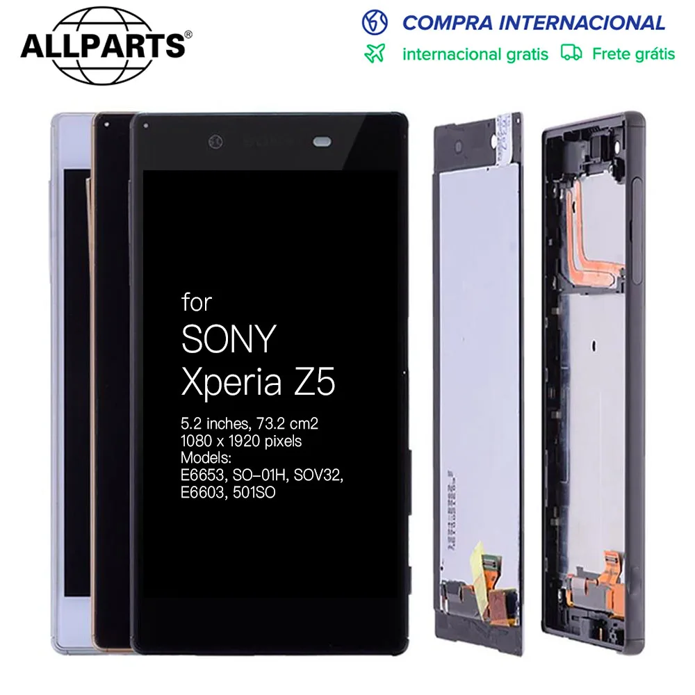 

Оригинальный IPS дисплей 5,2 дюйма для SONY Xperia Z5, сменный сенсорный ЖК-экран с рамкой e6603 e6633 e6653 e6683