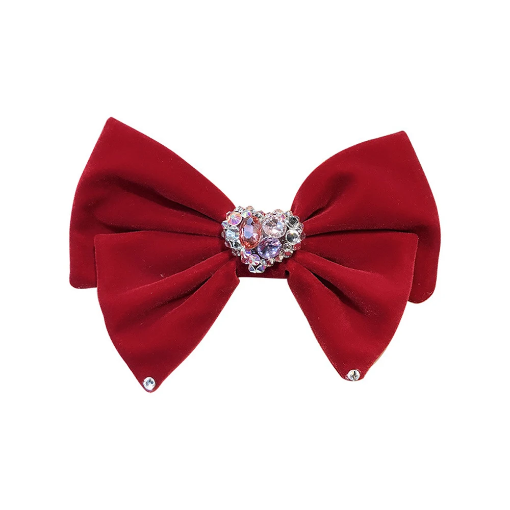 

Vintage Velvet Bow Hair Clips New Fashion Sweet Solid Color Crystal Love Heart Spring Clip Women Hair Accessories