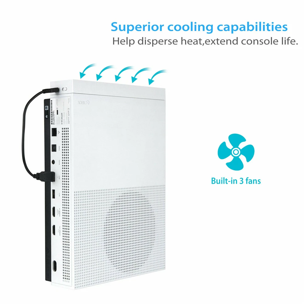 Охлаждающий вентилятор для Xbox One S с 2 портами USB и 3 H/L регулировкой скорости