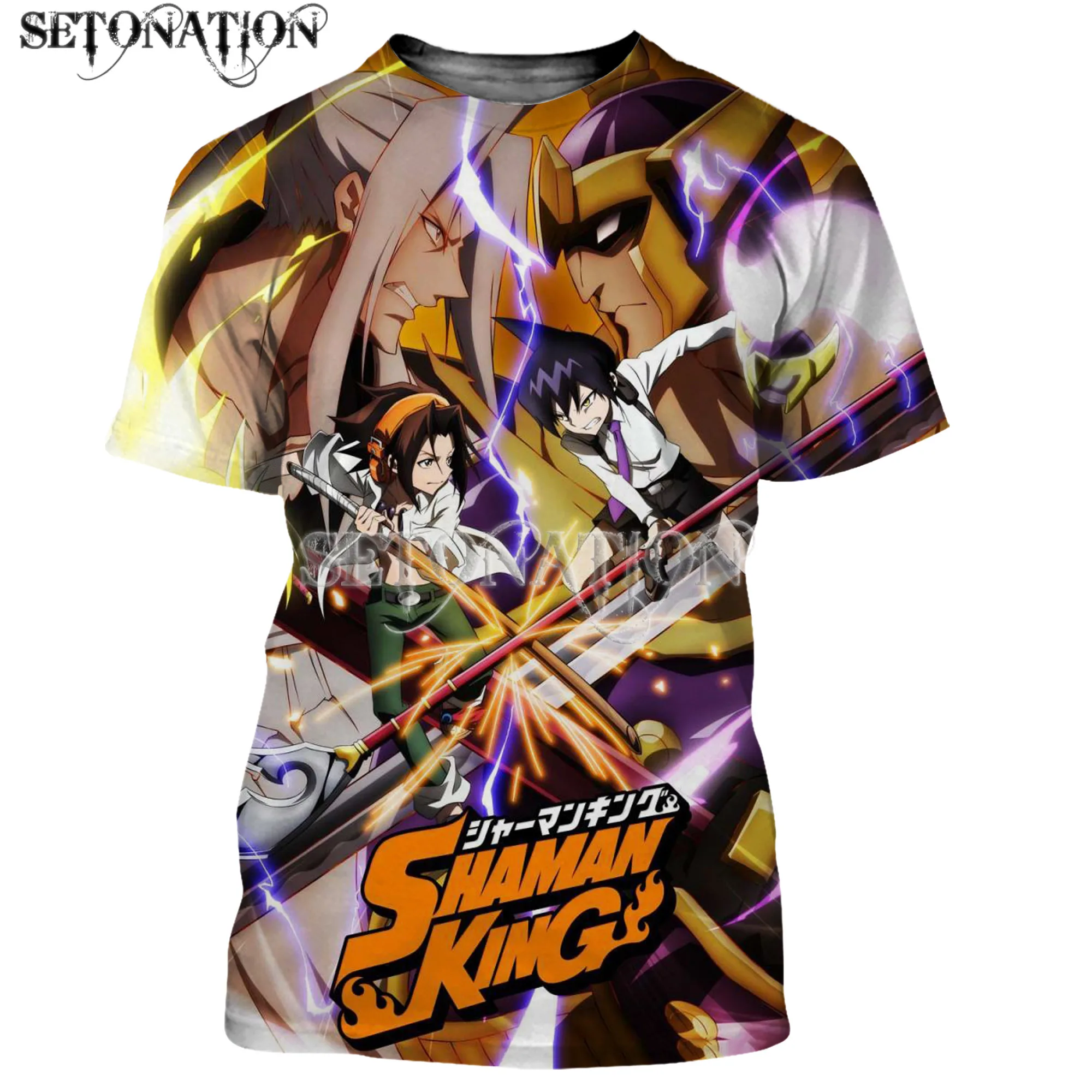 Футболка Shaman King для мужчин и женщин стильная тенниска с 3D принтом повседневная