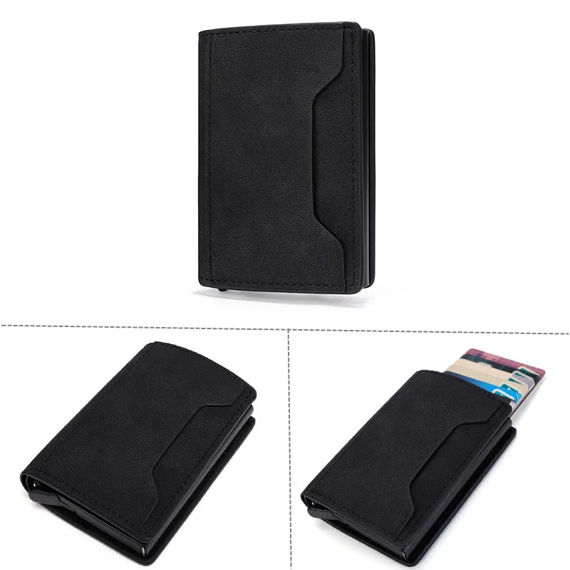 

New Automatic Wallet Top Pu Leather Men's Purse Anti-Theft RFID ID Credit Card Holder Banknote Compartment Smart Wallet 5 Colors