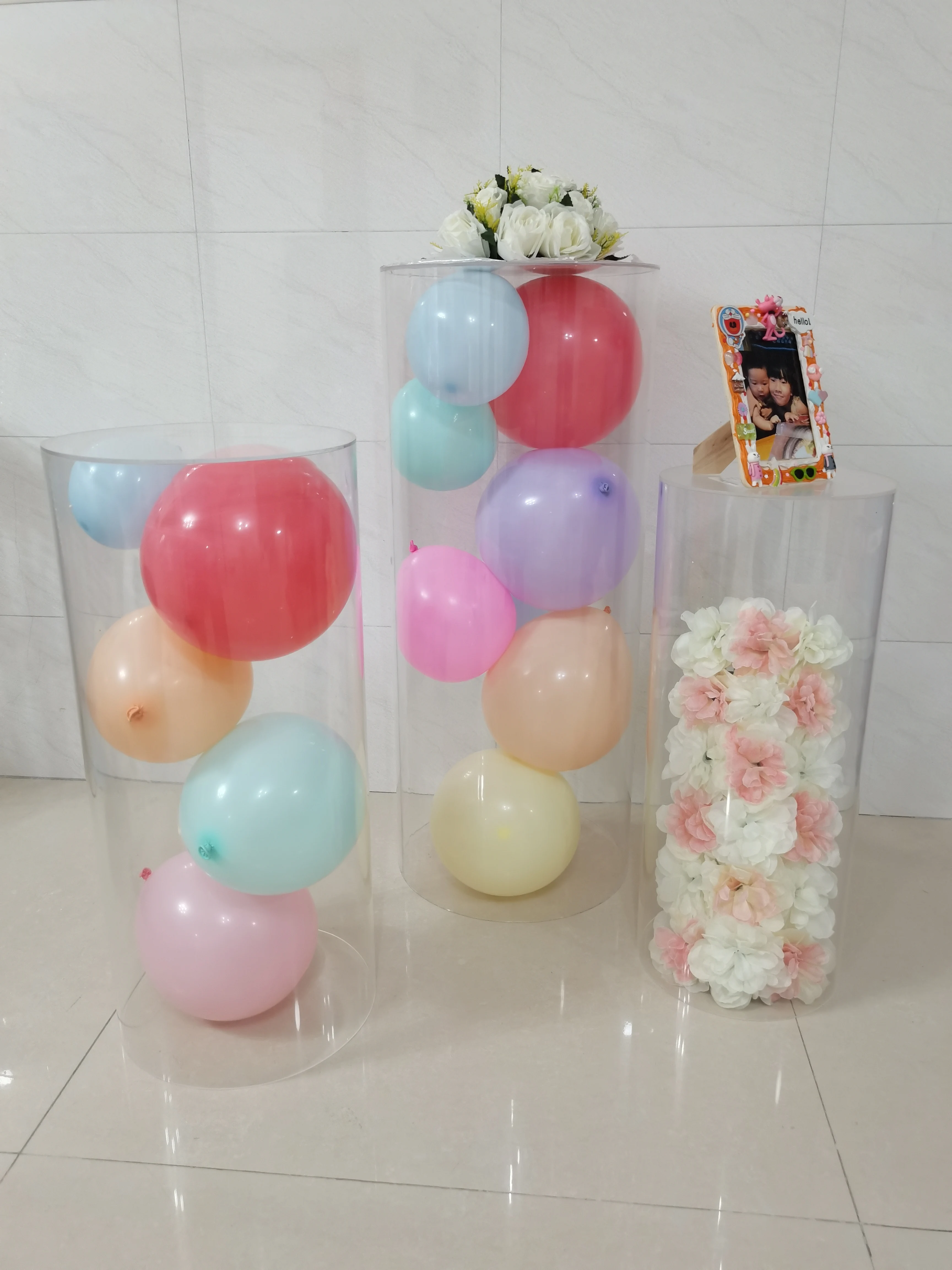 

Birthday Baby Shower Table DIY Props Cylinder Holder Wedding Acrylic Plinth Flowers Balloons Cake Crafts Display Pillar Stand