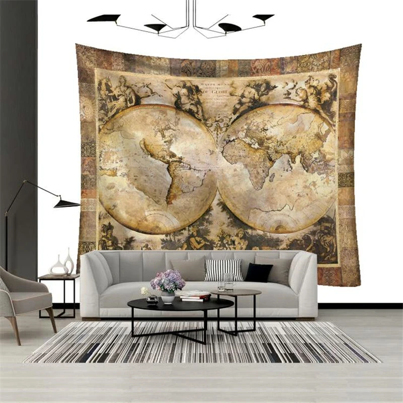 Карта мира гобелен на стену Искусство Наклейка Пляжное Полотенце покрывало