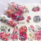 Наклейки Переводные для ногтевого дизайна, с цветами розы и лаванды, 1 лист