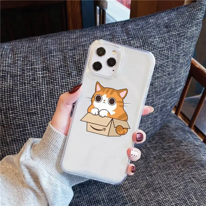 

Cute cartoon cat Phone Case For iphone 12 11 8 7 6s 6 5 5s 5c se plus mini x xs xr pro max Transparent soft
