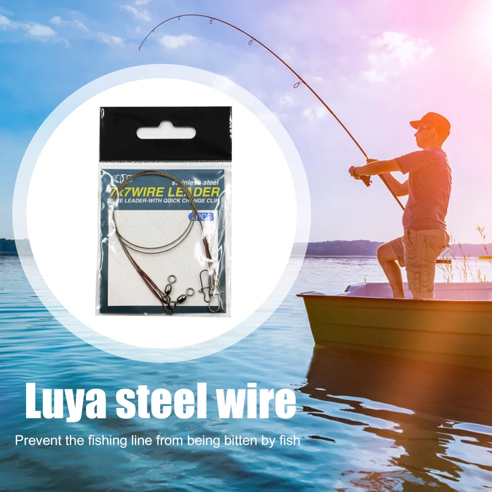 

2pcs Stainless Steel Wire Leader Fishing Leash with Rolling Swivels Lure Anti-Bite Line for Pike Fishing Accessories