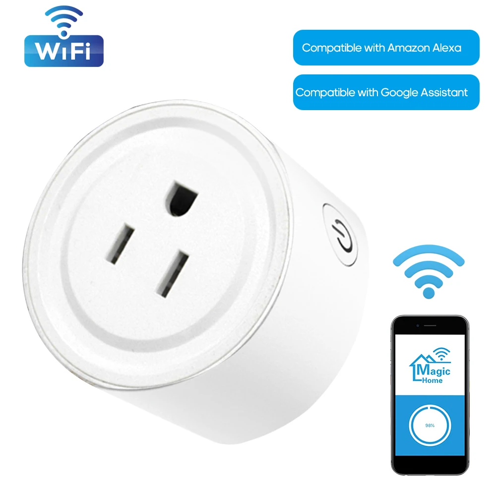 

Mini Intelligent Socket Plug WIFI Remote Control Timing Switch Support Voice Control with ON/OFF Button Home Automation