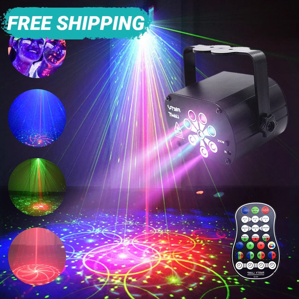 

LED Stage Light Dj Disco Laser Projector With Remote Control Professional Stage Lighting Effect for Wedding Home Party Lamp