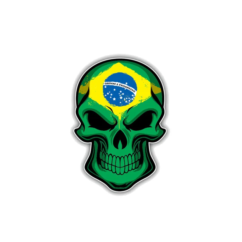 

Brazil Flag Skull Color Car Sticker and Decal for Bumper Rear Windshield Suv Cover Scratches Auto Exterior Decoration KK11*8cm