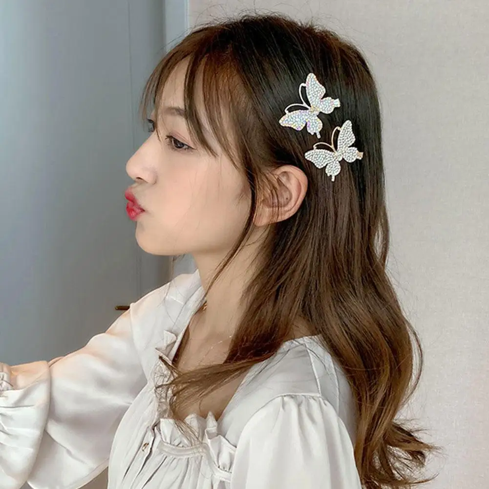 

Fashion Butterfly Hair Clips with Rhinestone Crystal silver-color Hair Clip DIY Clips Bride Hair Styling Tool