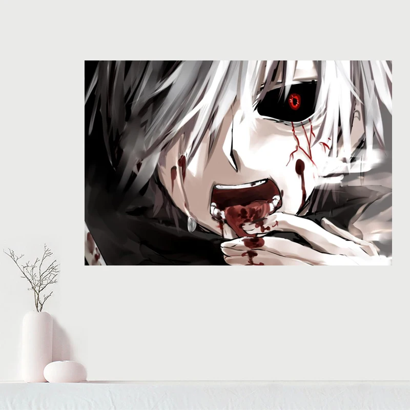 

Custom Canvas Wall Decor Tokyo Ghoul Canvas Poster Cloth Wall Fabric Posters And prints Home Decor Painting