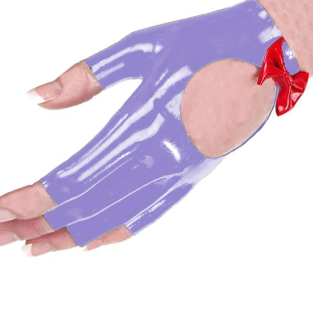 Готическое Фетиш клуб перчатки женские митенки украшенная бантом для резиновые