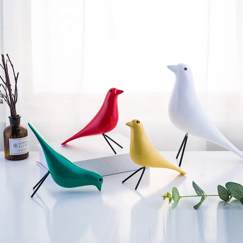 

Wood Bird Figurines Pigeon Lucky Sculpture Ornaments Craft Living Room Desktop Window Counter Morden Home Decoration Accessories
