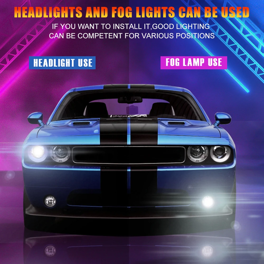 Edark LED Project Headlight Bulb Projector Lens Devil H8 H9 H11 9005/HB3 9006/HB4 H7 6000K White 3000K Amber Yellow 8000K Blue | Автомобили