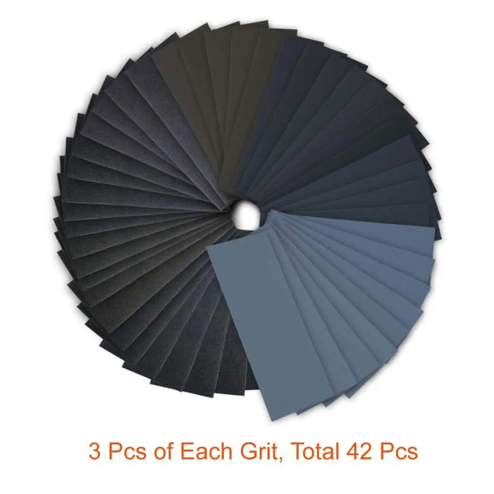 

Parts Sandpapers Set 42Ppcs Wet/Dry 120-3000 Grit Sanding Paper Sheets