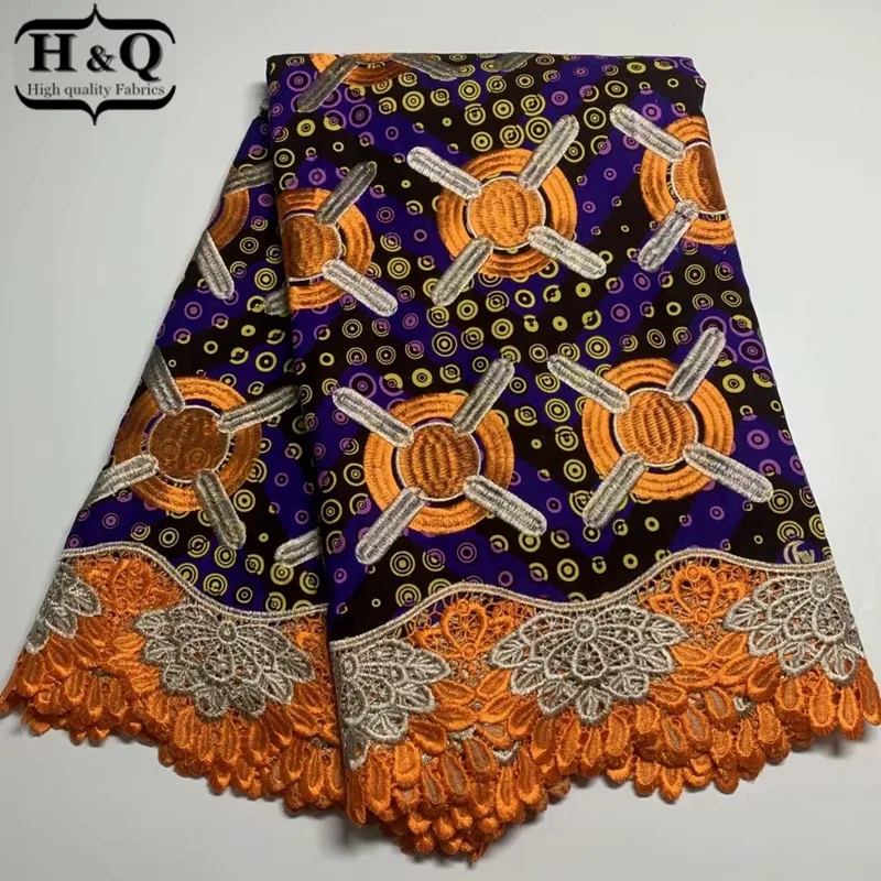 

H&Q latest 6 yards wax african batik lace fabric 2021 high quality embroidery nigerian guipure laces water soluble fabrics H0111