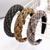 new arrivlas winter autumn padded wool headband thick braided wide cross sponge hair band hair accessories for women