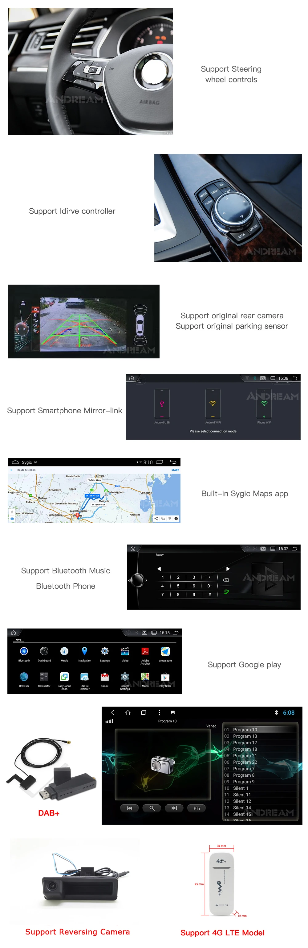 Android 9 6-core 2+ 32G gps навигация для AUDI A4(2008- B8) Bluetooth Wifi Автомобильный мультимедийный плеер " экран