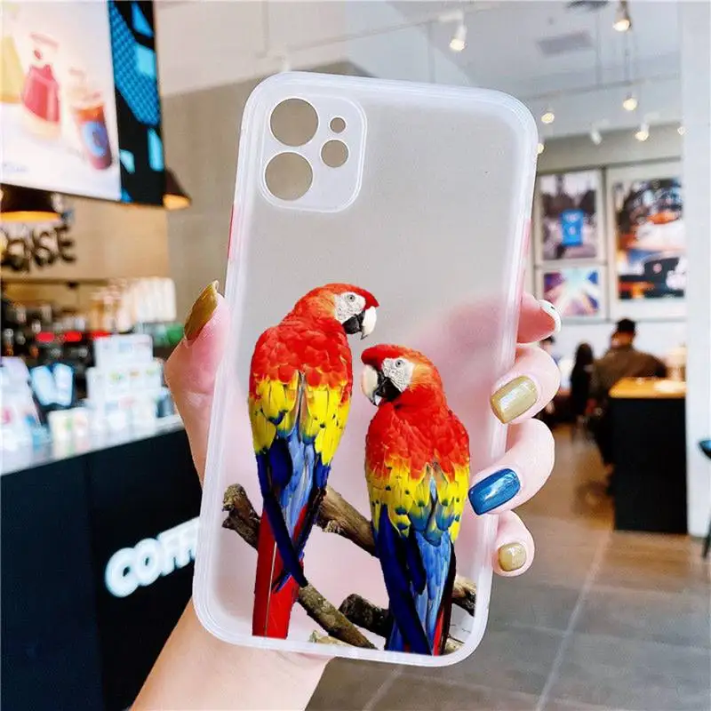 

Elves Of The Animal Kingdom Parrot Phone Case White Transparent Matte For IPhone 8 11 12 S Mini Pro X XS XR MAX Plus Cover Shell
