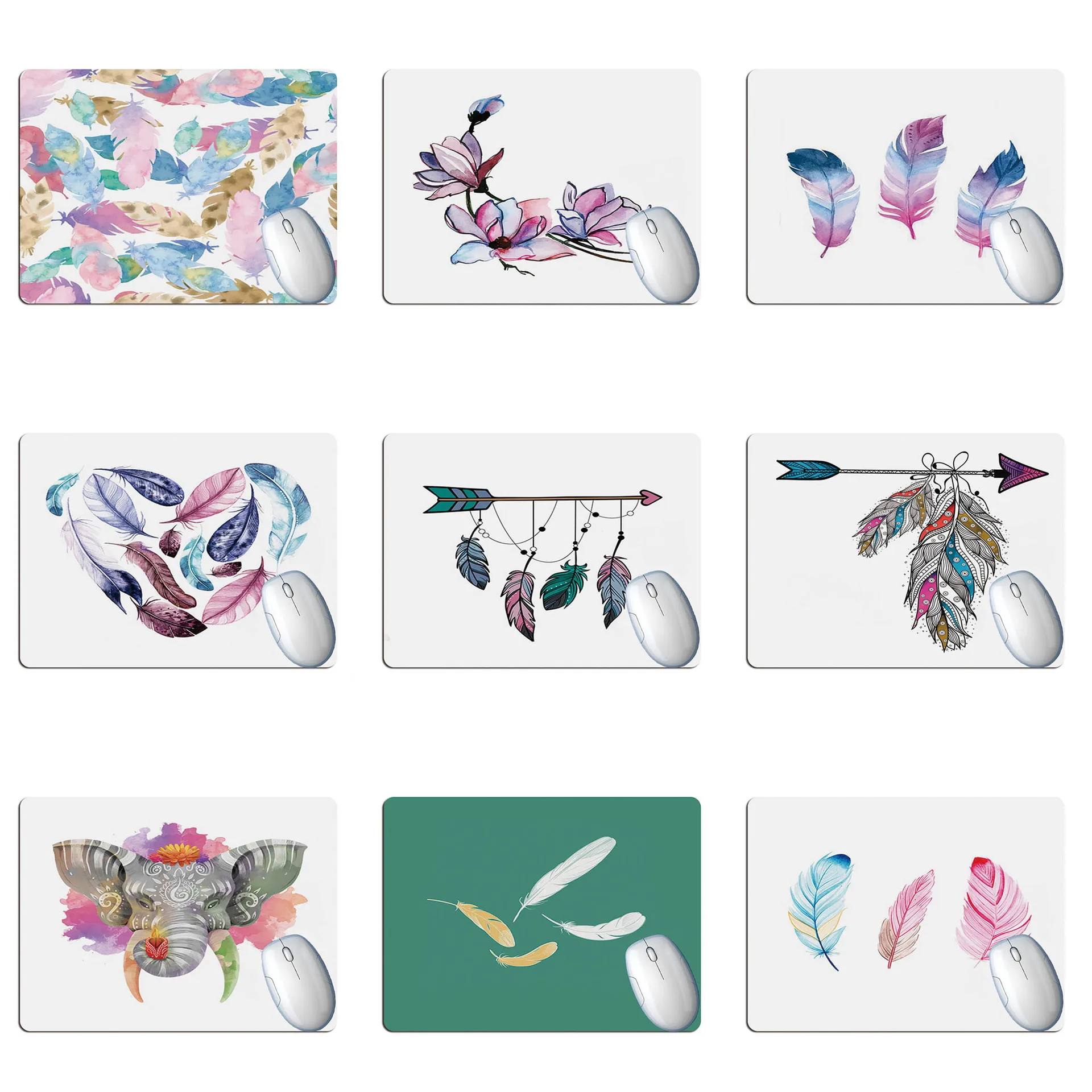 

Geometric feather keyboard pad rubber office computer keyboard pad custom made mouse pad mouse pad