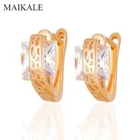 maikale classic square hollow design multicolor cubic zirconia stud earrings for women jewelry wedding party gifts high quality