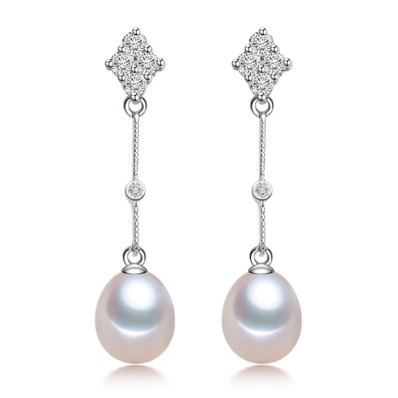 white pearl earring Богемные жемчужные серьги, 925 серебряные ювелирные изделия, серьги из натурального пресноводного жемчуга для женщин, трендовые свадебные подарки для девушек, белые капли воды - Цвет камня: white pearl earring