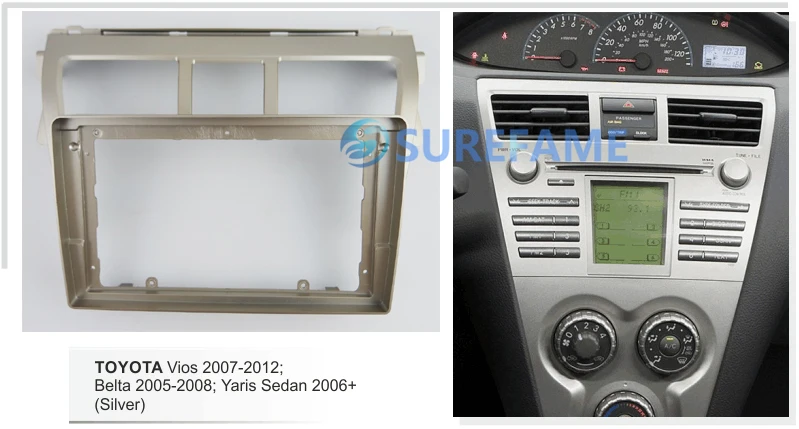 9 дюймовая Автомобильная фасция Радио панель для Toyota Vios 2007 2012Yaris Sedan 2006 2012Belta 2005 2008