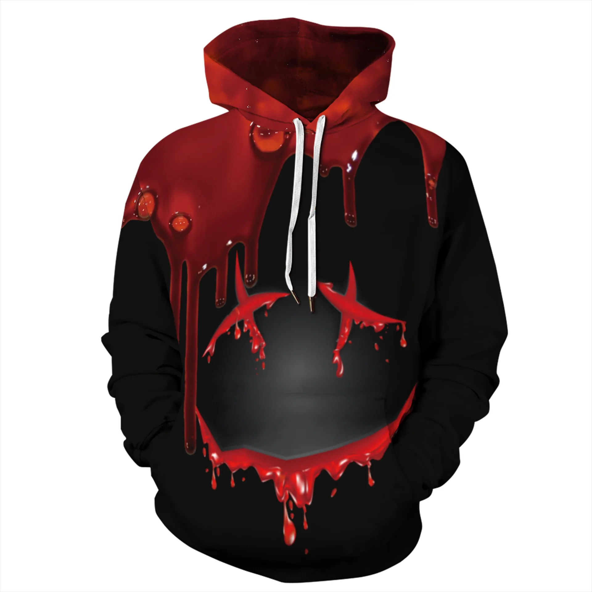

New 3D Printing Halloween Blood Drops Smiley Face Fashion Men Women Tracksuits Crewneck Hoodies Plus Size S-7XL Harajuku