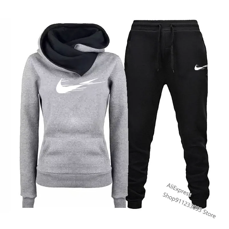 

2021 New Ladies Brand Sportswear Ladies Casual Fashion Hooded Two-piece Suit Ladies Clothing Fleece Hoodie and Pants Set