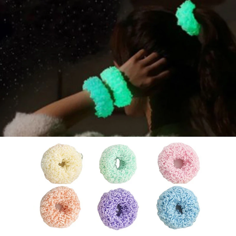 

2021 красочные светящиеся плюшевые резинки для волос, новинка, женская модель, головной убор, эластичные резинки для волос, модный аксессуар д...