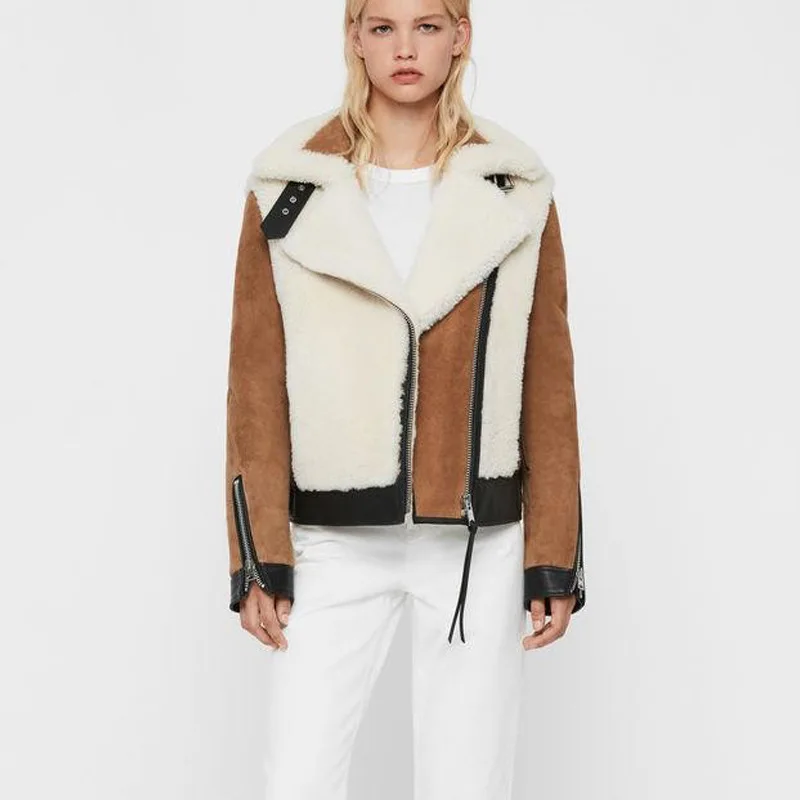 

Women's Casual Short Jacket, Genuine Leather Women's Jacket, Thick Hood 2021