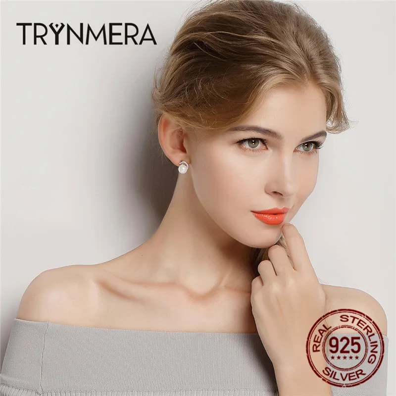 

Trynmera Pearl Earrings Jewelry 925 Sterling Silver White Pearl Push-back Stud Earrings for Women Fashion Jewelry TE082