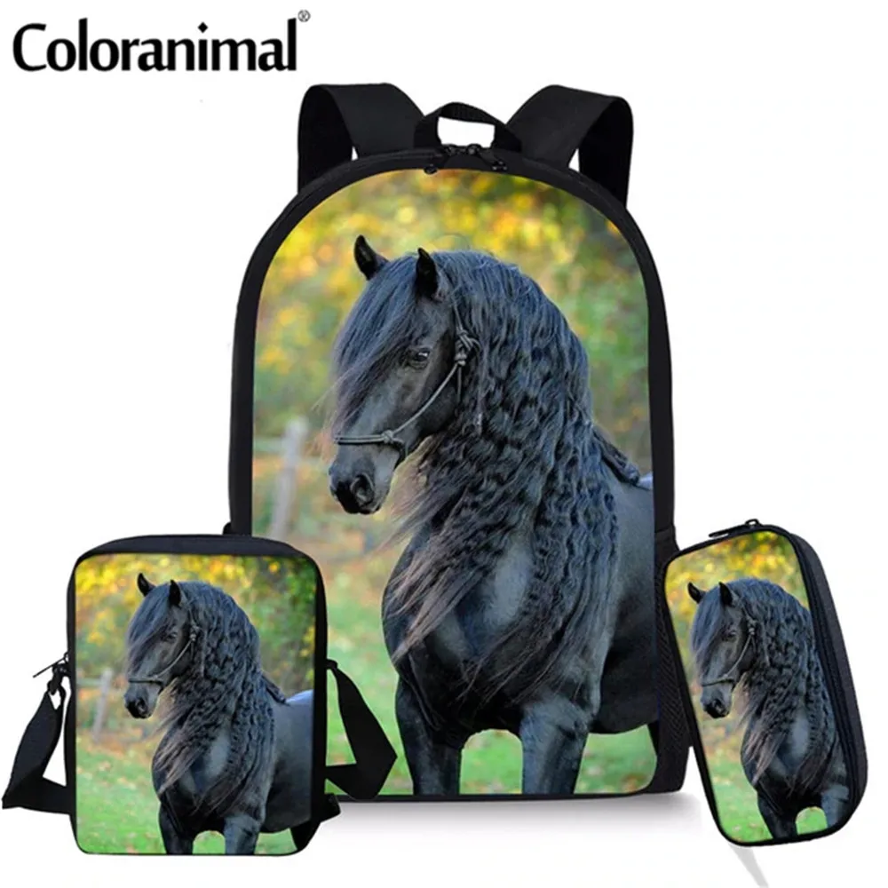 Coloranimal 2021 с новым дизайном лошадей 3D принтованный рюкзак для мальчиков 3 шт./компл.