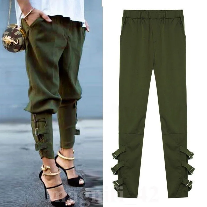 Брюки карго женские с завышенной талией повседневные эластичные длинные брюки