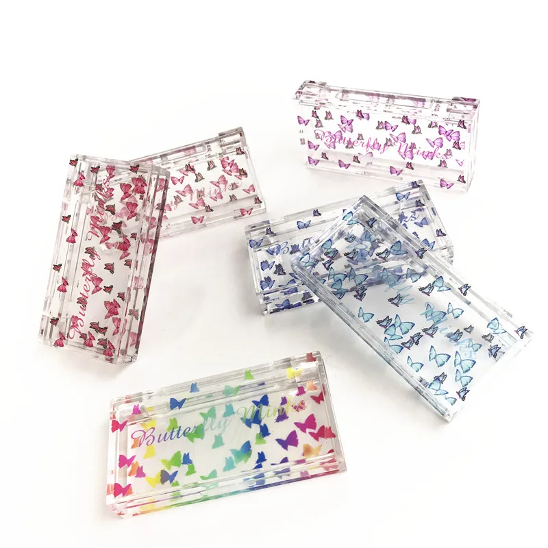 

NEW 10/20/50pcs wholesale price eyelash packaging box lash boxes packaging 3D mink lashes butterfly print Acrylic empty case