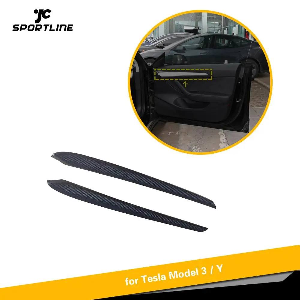 

Аксессуары для автомобиля, украшение для Tesla Model Y, модель 3 2020 2021, боковая дверь, внутренняя отделка крышки, сухое углеродное волокно