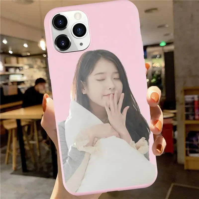 

IU Korean Phone Case Pink Candy Color for iPhone 6 7 8 11 12 s mini pro X XS XR MAX Plus